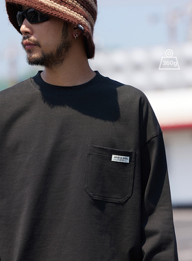 Quentin Marx25秋季新品日系男士重磅长袖T恤宽松休闲套头卫衣潮