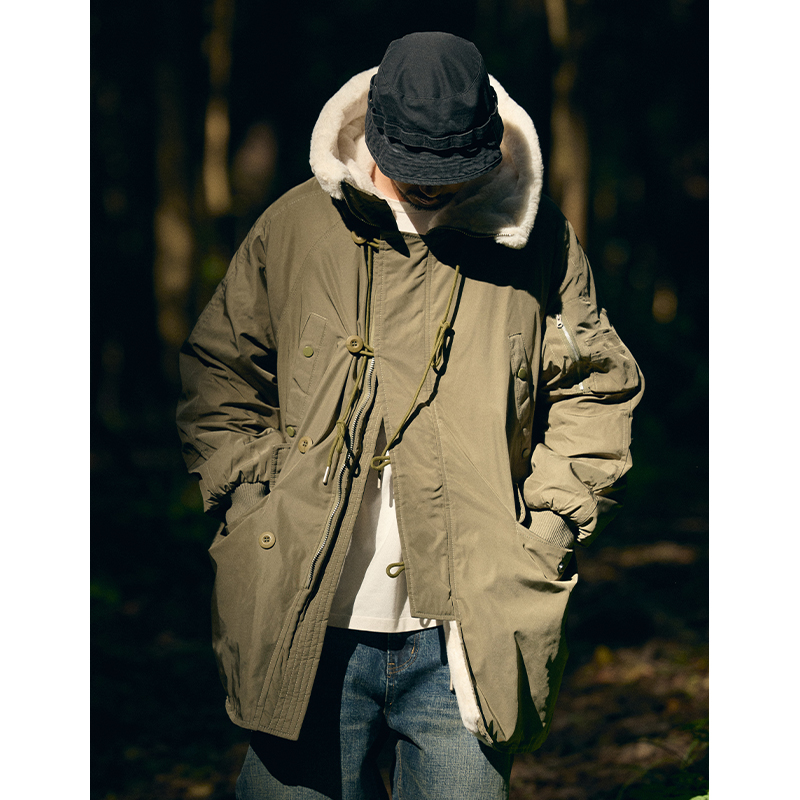 男士加绒棉衣男装长款