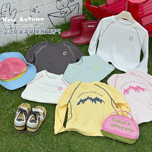 男女童韩版 亲子装 新款 儿童长袖 宽松休闲百搭上衣 T恤纯棉2025秋季