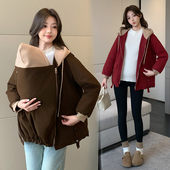 棉服孕妇外套 大码 妈妈袋鼠装 抱婴儿衣母子连体衣服带宝宝母子冬季