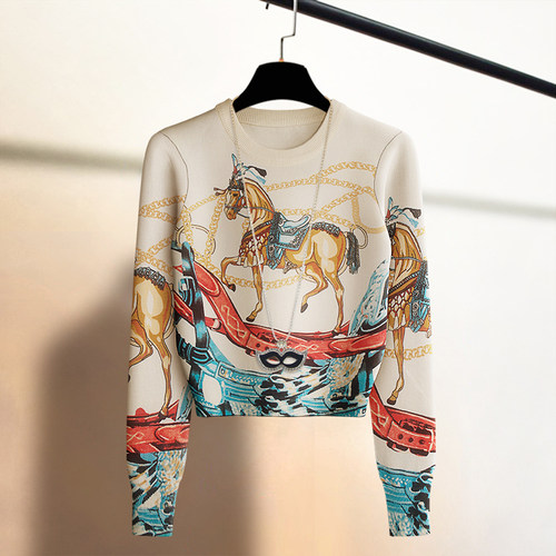 高级感洋气印花针织衫