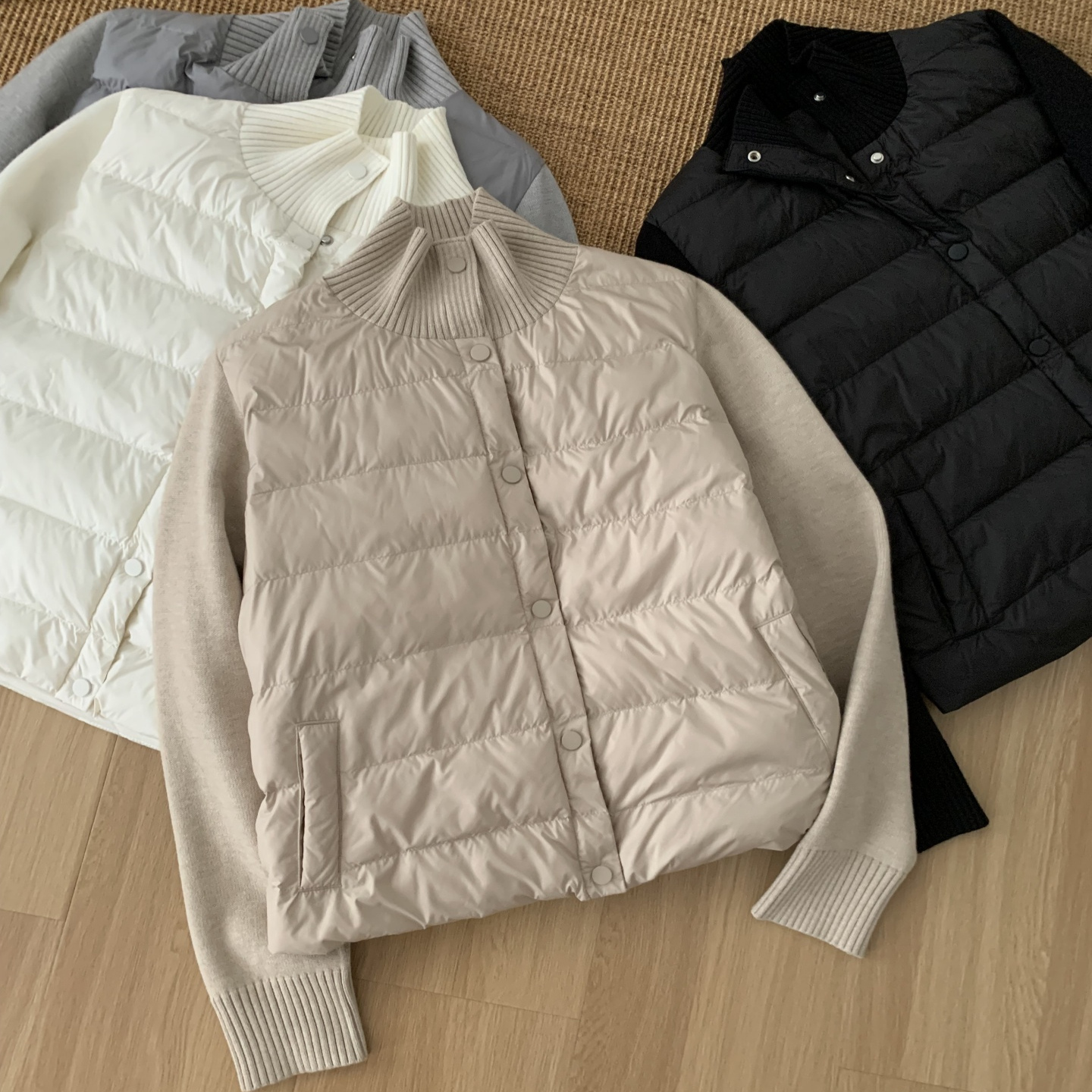 lulu同款拼接高领夹棉外套