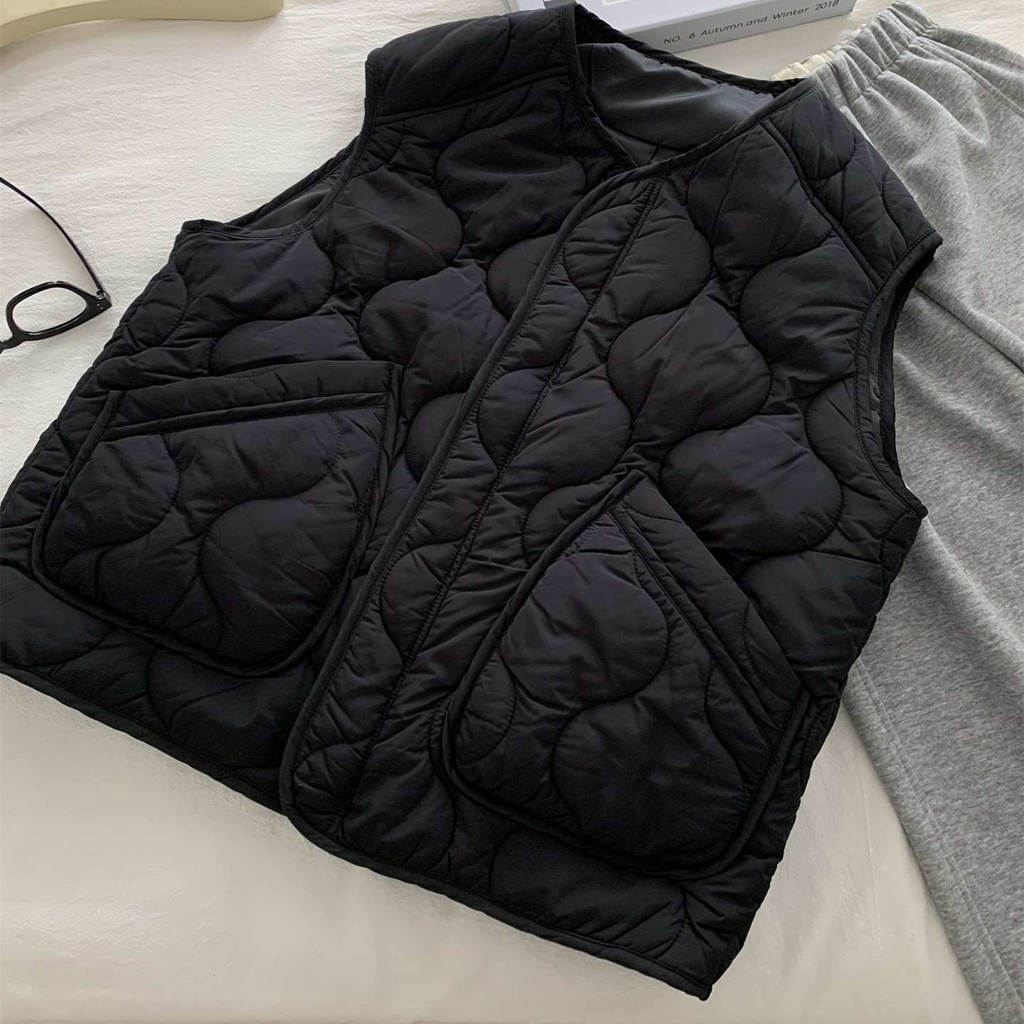 冬季加厚保暖黑色葫芦棉马甲