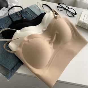 超薄無痕隱形粉底液內衣女涼感透氣排汗抹胸吊帶夏季 內搭背心 短款