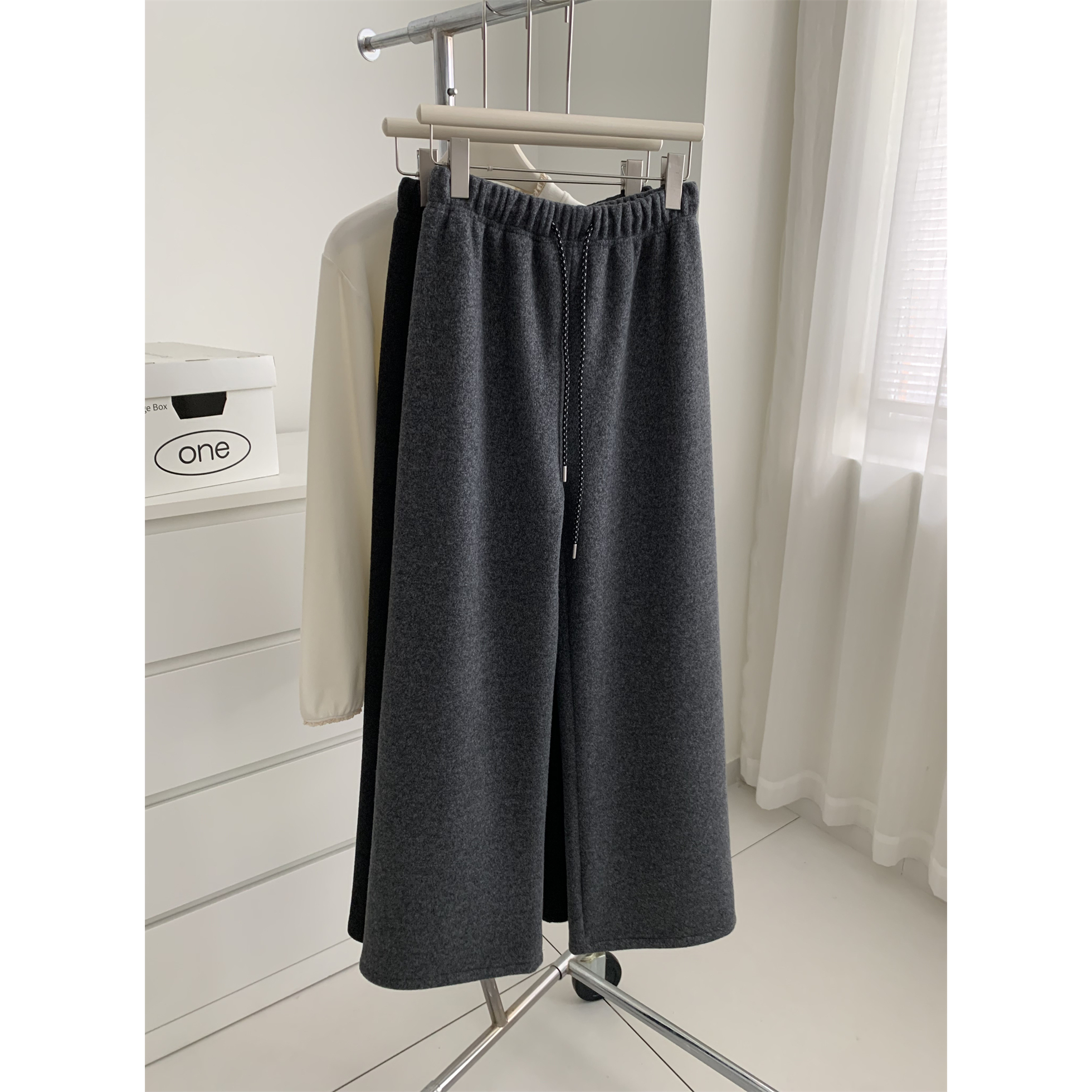 加绒加厚垂感阔腿拖地裤