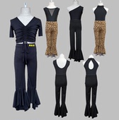 新款 拉丁裤 女童拉丁舞练功服舞蹈比赛服儿童考级训练服春款 喇叭裤