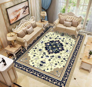 新款 家用卧室床边毯房间满铺蓝色可 客厅沙发茶几地毯美式 欧式