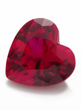 8#红刚玉 3x3--10x10mm 鸽血红 心形合成红宝石 人造梧州宝石