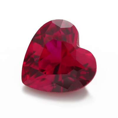 8#红刚玉 3x3--10x10mm 鸽血红 心形合成红宝石 人造梧州宝石