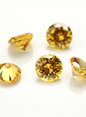 0.8--3mm 5A 梧州锆石裸石 圆形金黄色氧化锆 宝石首饰配件补钻