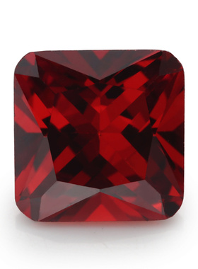 3x3--10x10mm 5A 正方形倒角锆石 石榴红宝石  首饰主石镶嵌DIY
