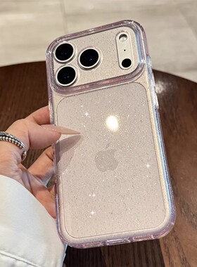 超薄橙色闪粉适用苹果17promax手机壳新款iphone17pro高级感17air全包16防摔15硅胶14透明13女款12软壳ins风