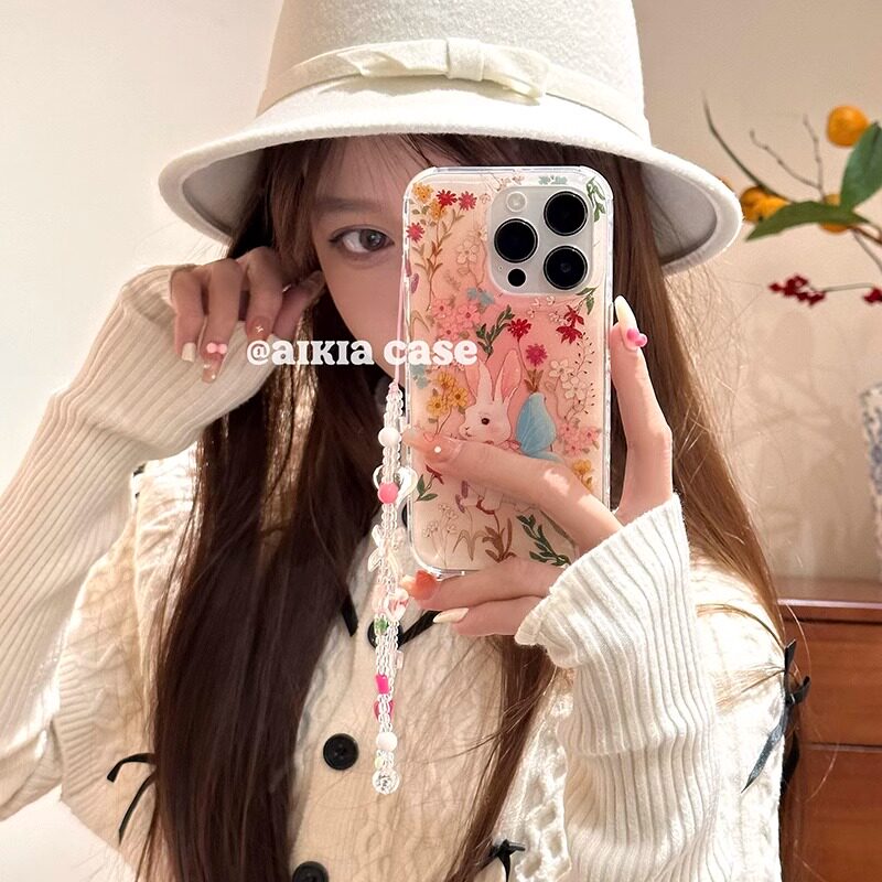 闪粉花朵小仙女双层贝壳纹手机壳