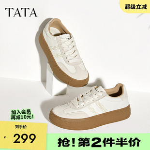 德训鞋 TATA他她复古板鞋 女鞋 厚底休闲鞋 WB402AM4 百搭2025新款