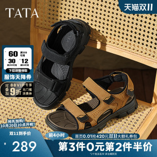新款 2025夏季 27B17BL5 男户外厚底真皮沙滩鞋 TATA他她运动休闲凉鞋