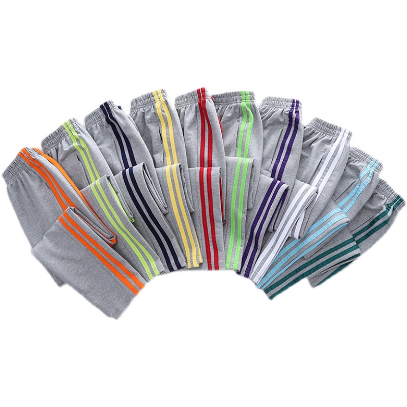 男女童春秋款运动裤学生中大童校裤儿童校服裤两条杠裤子灰色爆款