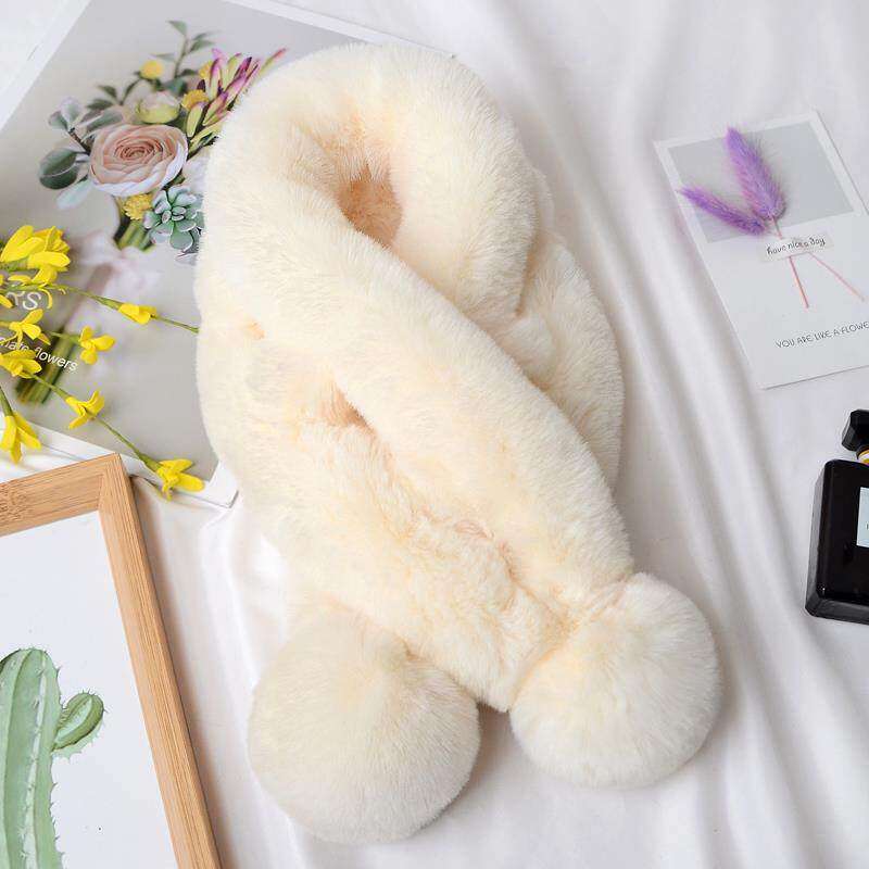 仿兔毛毛绒围巾围脖女韩版獭兔毛绒皮草冬季保暖小儿童交叉毛领