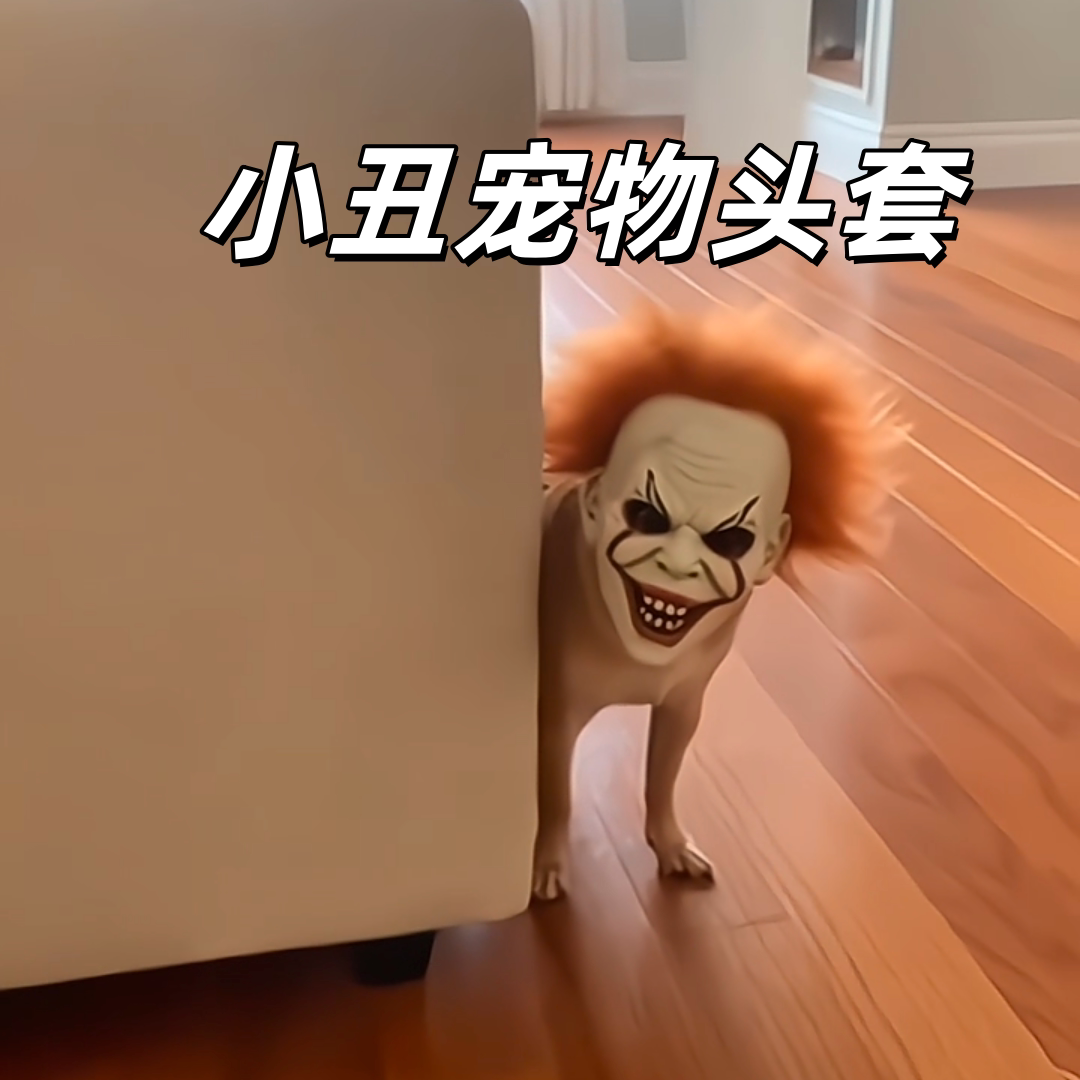 【吓坏狗了】小丑宠物头套创意抽象恐怖狗狗面具搞怪吓人宠物道具