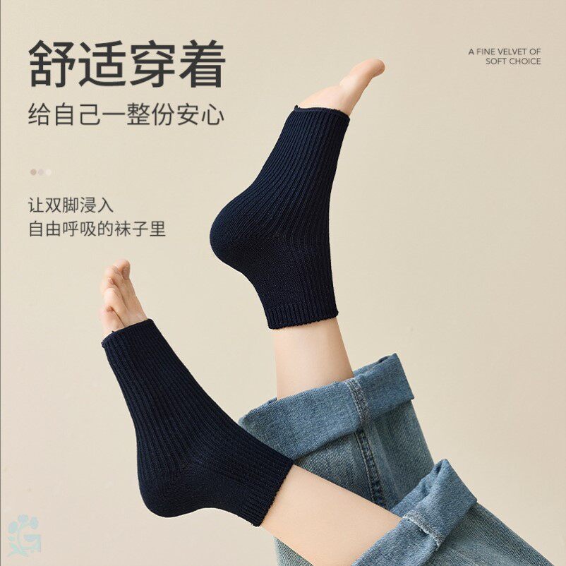 日系复古露趾护脚防磨保暖短袜