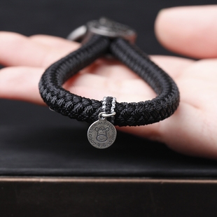 一缕青丝车钥匙扣平安喜乐999足银十二生肖马加头发钥匙扣礼物