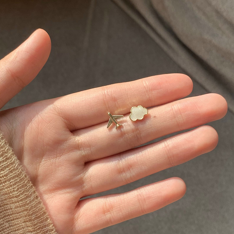 可爱风迷你不对称云朵学生银针