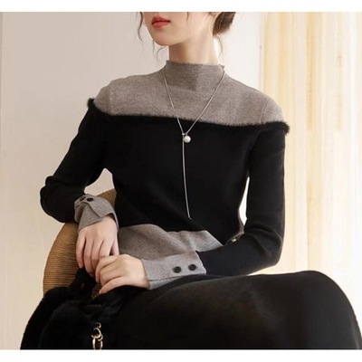 复古温柔设计感套头打底气质上衣