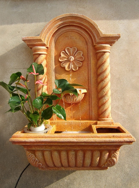 欧式流水加湿墙饰环保壁饰花盆