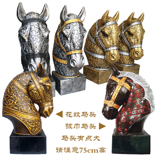 动物头像家居办公装 饰品摆设商务年货礼品将军马头雕塑艺术摆件