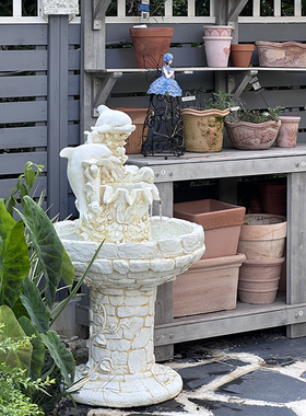 庭院大厅鱼池动物户外喷泉摆件