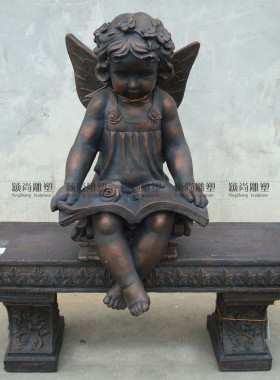 创意励志人物雕像摆件看书花仙子