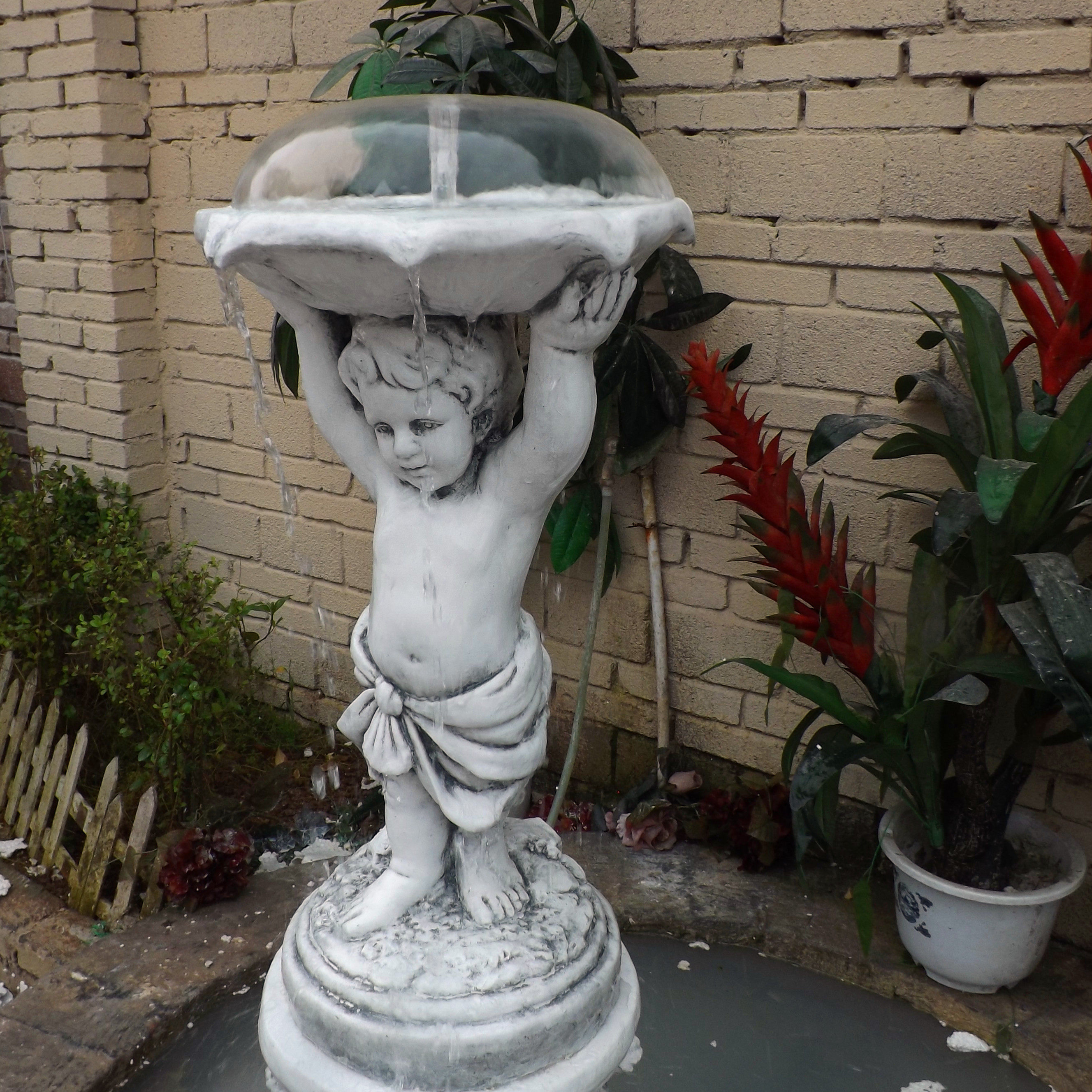 促销鱼池流水造景花园喂鸟器花盆装饰摆件男孩顶果盘小型喷池喷泉