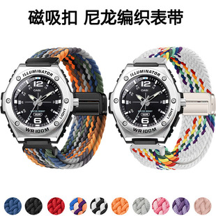 适用卡西欧MWA-100H表带钢铁之心MWD-100运动手表带学生男磁吸扣