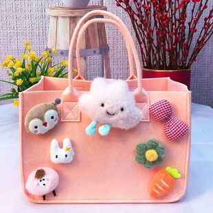 可爱毛毡包手提袋卡通妈咪百日宴礼品盒包包生日礼物女大容量