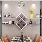 饰架菱形酒格置物架装 墙上酒架壁挂悬挂式 酒瓶架饭厅墙壁装 饰架