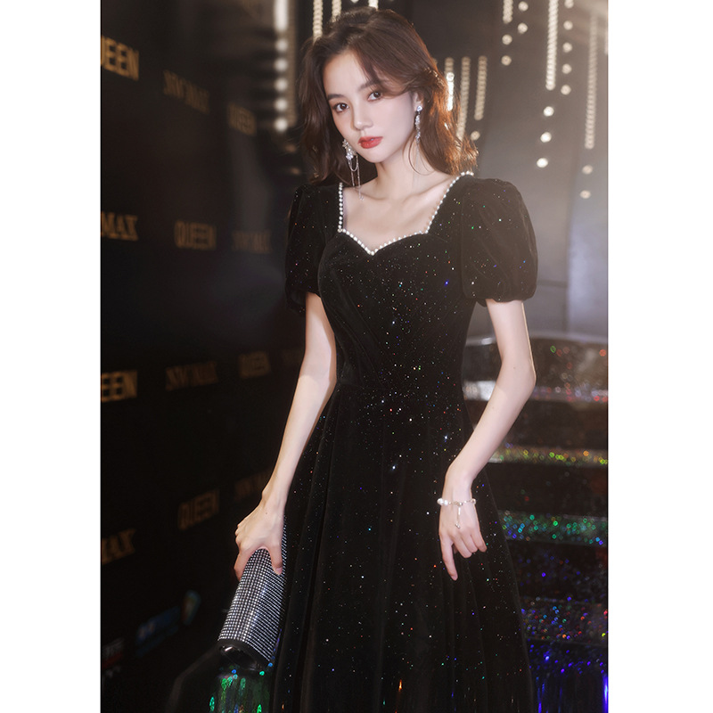 黑色晚礼服裙女春季宴会气质名媛轻奢小众高端法式主持高级感质感
