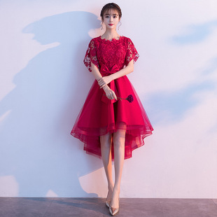 敬酒服新娘2026春夏结婚回门红色孕妇大码前短后长小礼服连衣裙女