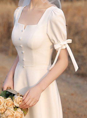 白色小礼服女2026新款领证登记晚宴会礼服裙平时可穿法式轻婚纱