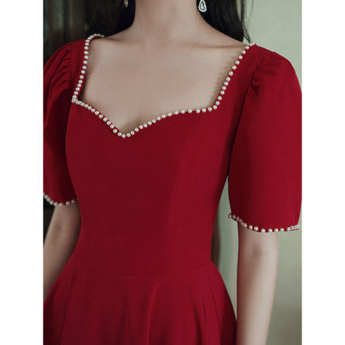 敬酒服新娘2026新款酒红色结婚礼服订婚衣服女平时可穿连衣裙大气