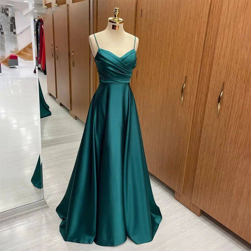 晚礼服女吊带性感聚会派对生日宴晚礼服气质长款缎面连衣裙图片