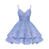 吊带晚礼服2026新款 欧美跨境亮片礼服连衣裙纯色宴会小礼服