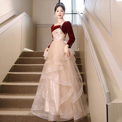 敬酒服新娘2024新款长袖法式订婚结婚礼服女回门便装高级感出阁宴