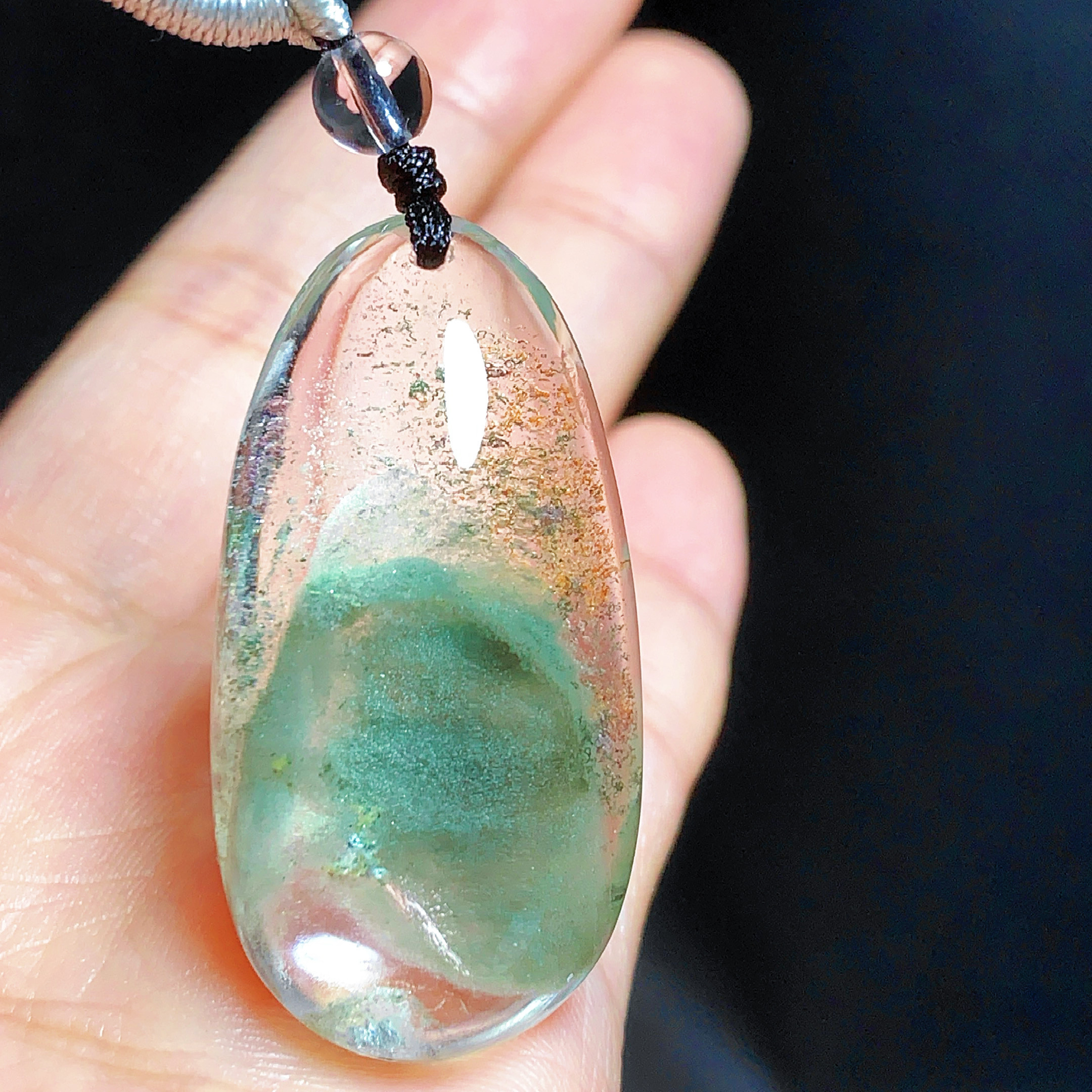 东海水晶天然绿幽灵吊坠男女款项链简约时尚百搭吊坠节日礼物挂坠