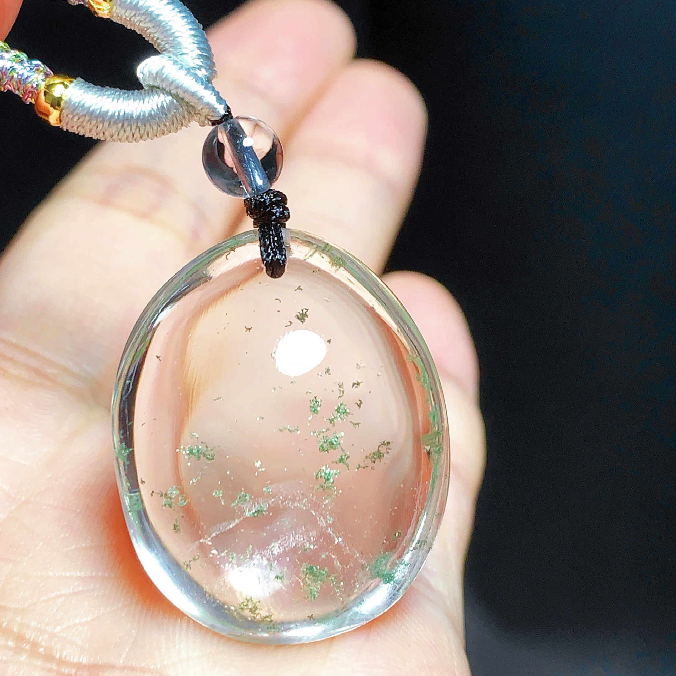 东海水晶天然绿幽灵吊坠男女款项链简约时尚百搭吊坠节日礼物挂坠