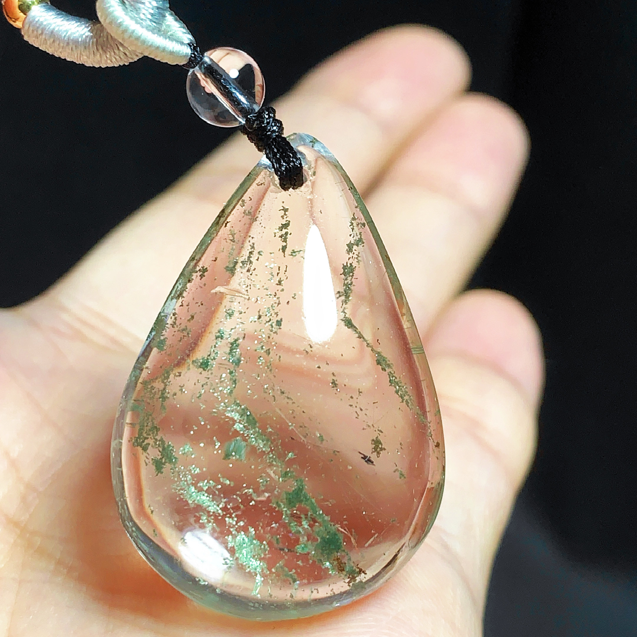 东海水晶天然绿幽灵吊坠男女款项链简约时尚百搭吊坠节日礼物挂坠