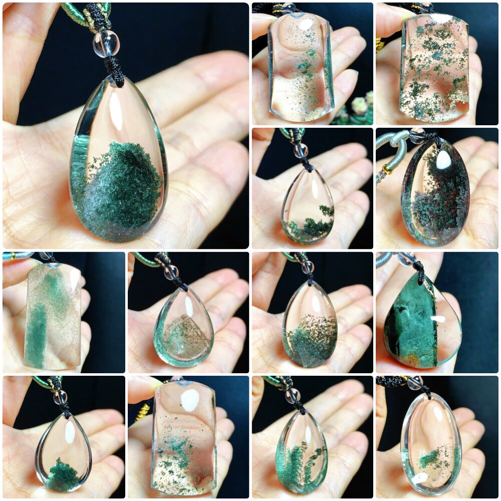 天然绿幽灵聚宝盆水晶毛衣链挂坠高级感吊坠饰品时尚百搭送礼物