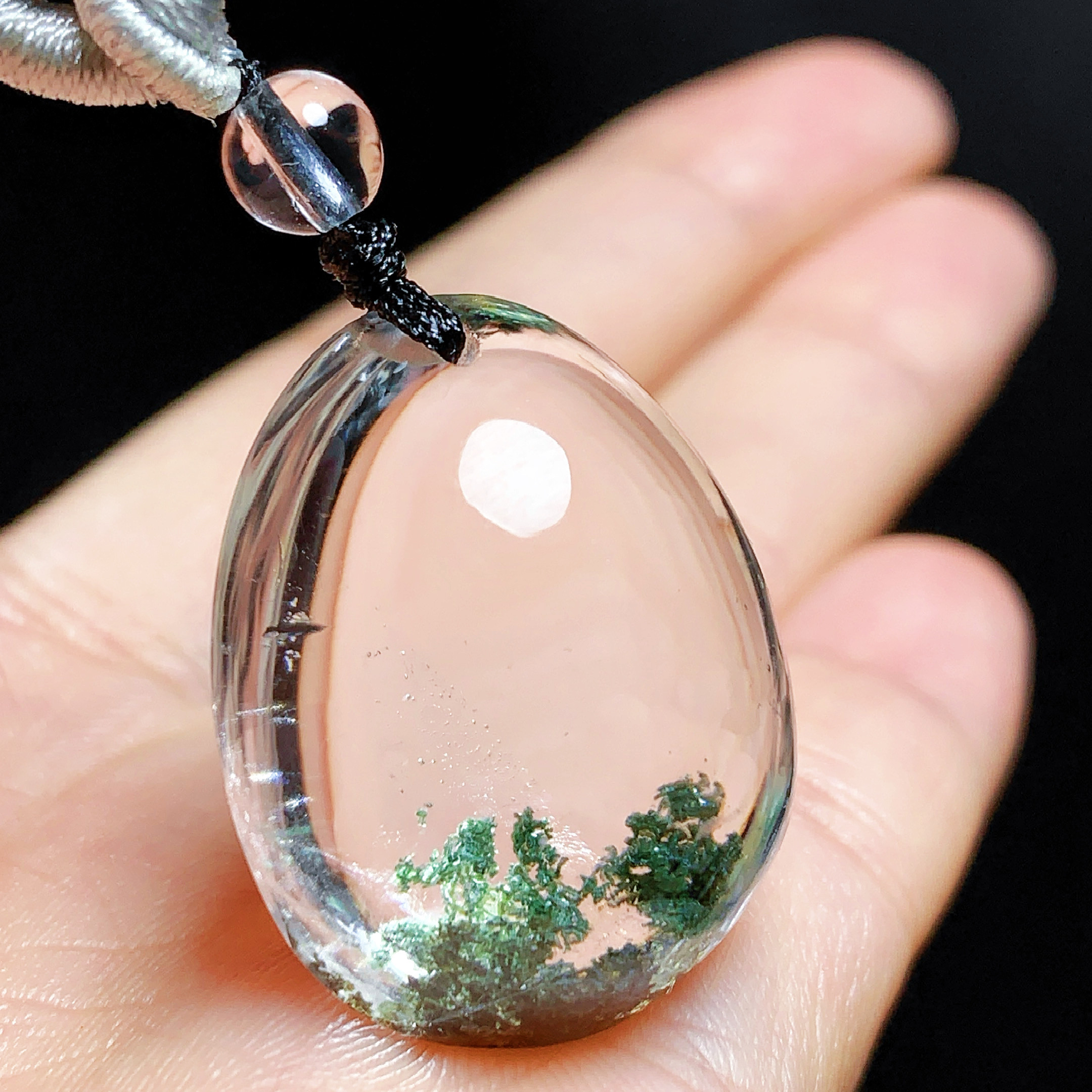 东海水晶天然绿幽灵吊坠男女款项链简约时尚百搭吊坠节日礼物挂坠