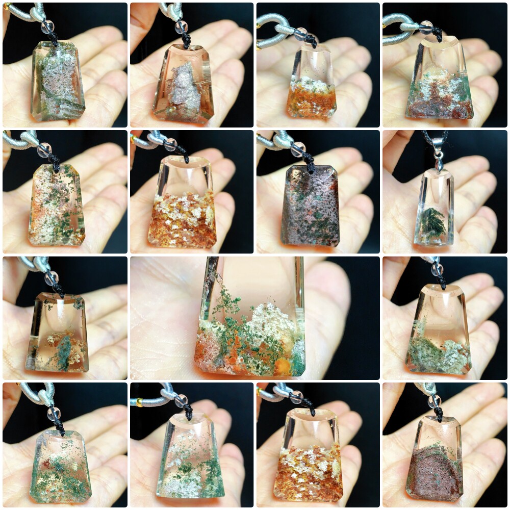 东海天然水晶四季绿幽灵吊坠饰品