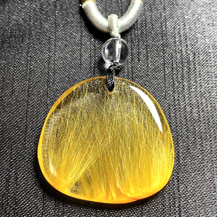 东海水晶天然金发晶水晶吊坠转运招财水滴原石毛衣链项链挂饰礼物