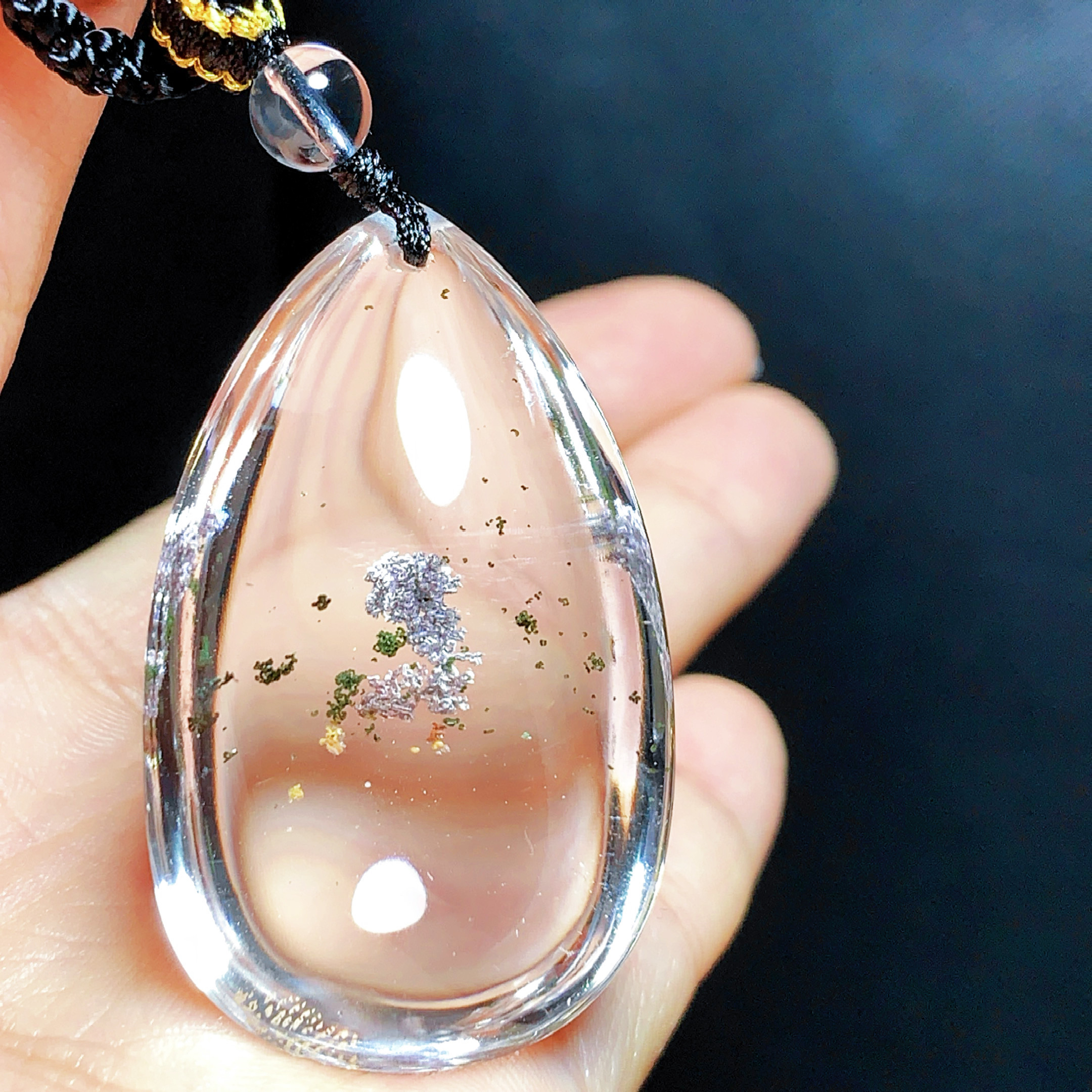 东海水晶天然紫幽灵水滴吊坠男女款项链吊坠时尚百搭毛衣链节日