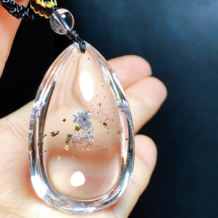 东海水晶天然紫幽灵水滴吊坠男女款项链吊坠时尚百搭毛衣链节日